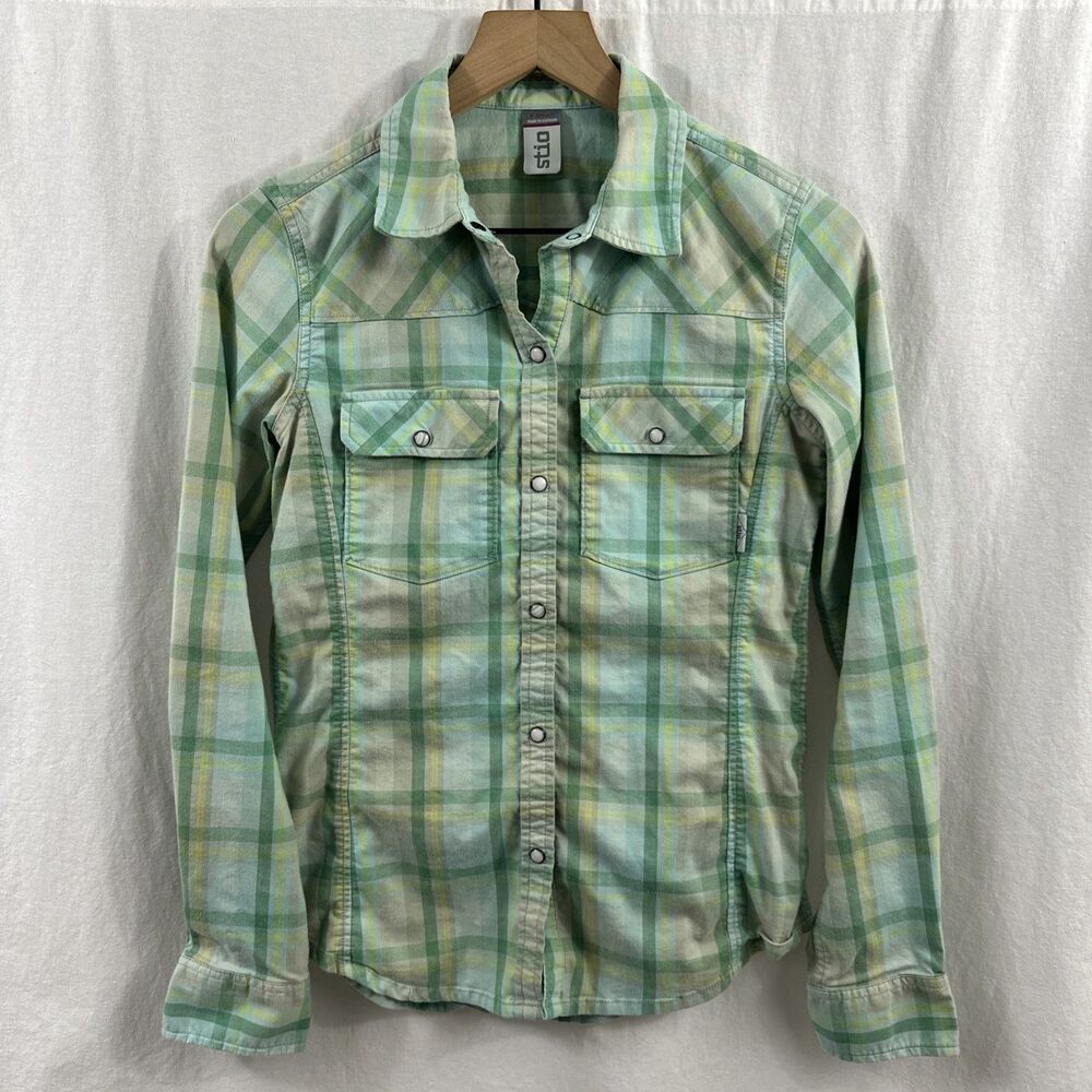 Stio Esther Pearl Snap Button Plaid Shirt Womens Size XS Western Cowgirl Camping